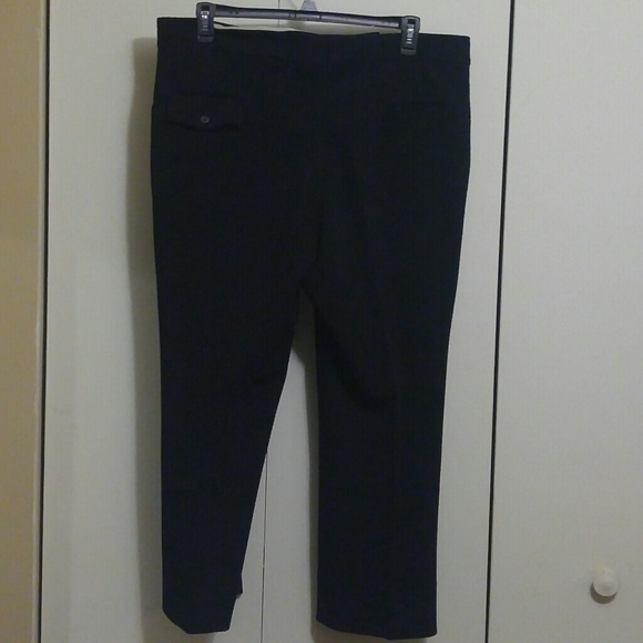 Vintage 1970s black textured polyester slacks - Picture 2 of 4